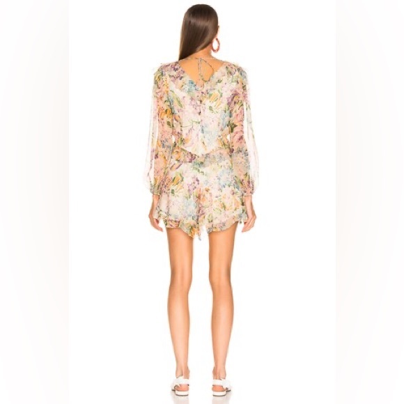 ZIMMERMANN ninety-six flutter 100% Silk Chiffon Playsuit Romper Floral Jumpsuit - Picture 6 of 6